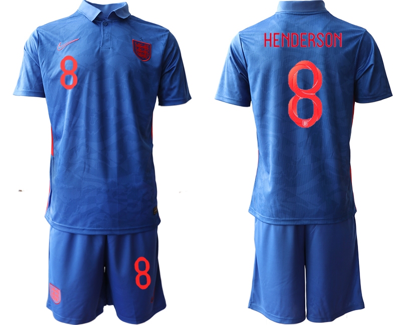 Men 2021 European Cup England away blue #8 Soccer Jersey->customized soccer jersey->Custom Jersey